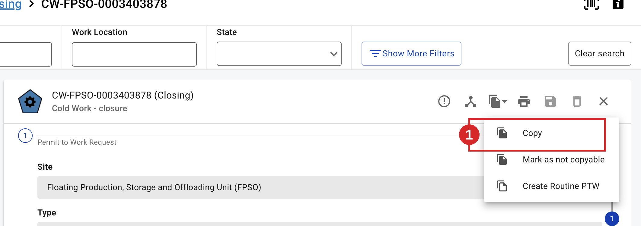 Copy an existing permit from its action menu.