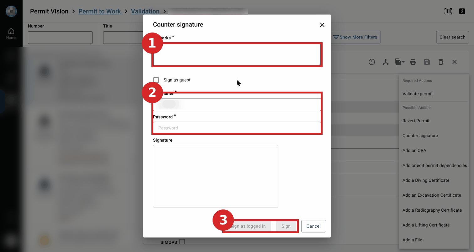Sign the counter signature.