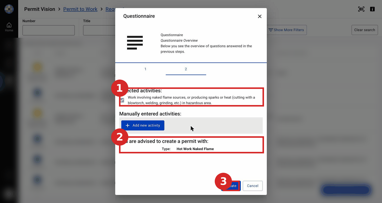 Step 2 — review the recommended permit type.